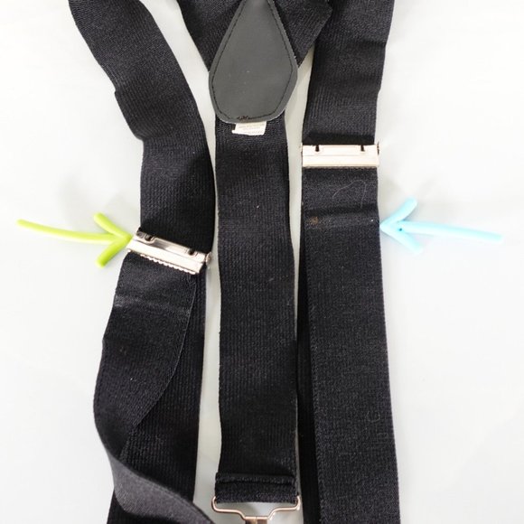 Suspender Men Black Clip on Y Back Stretch Elastic Silver Clip Adjustable Strap - Picture 7 of 8